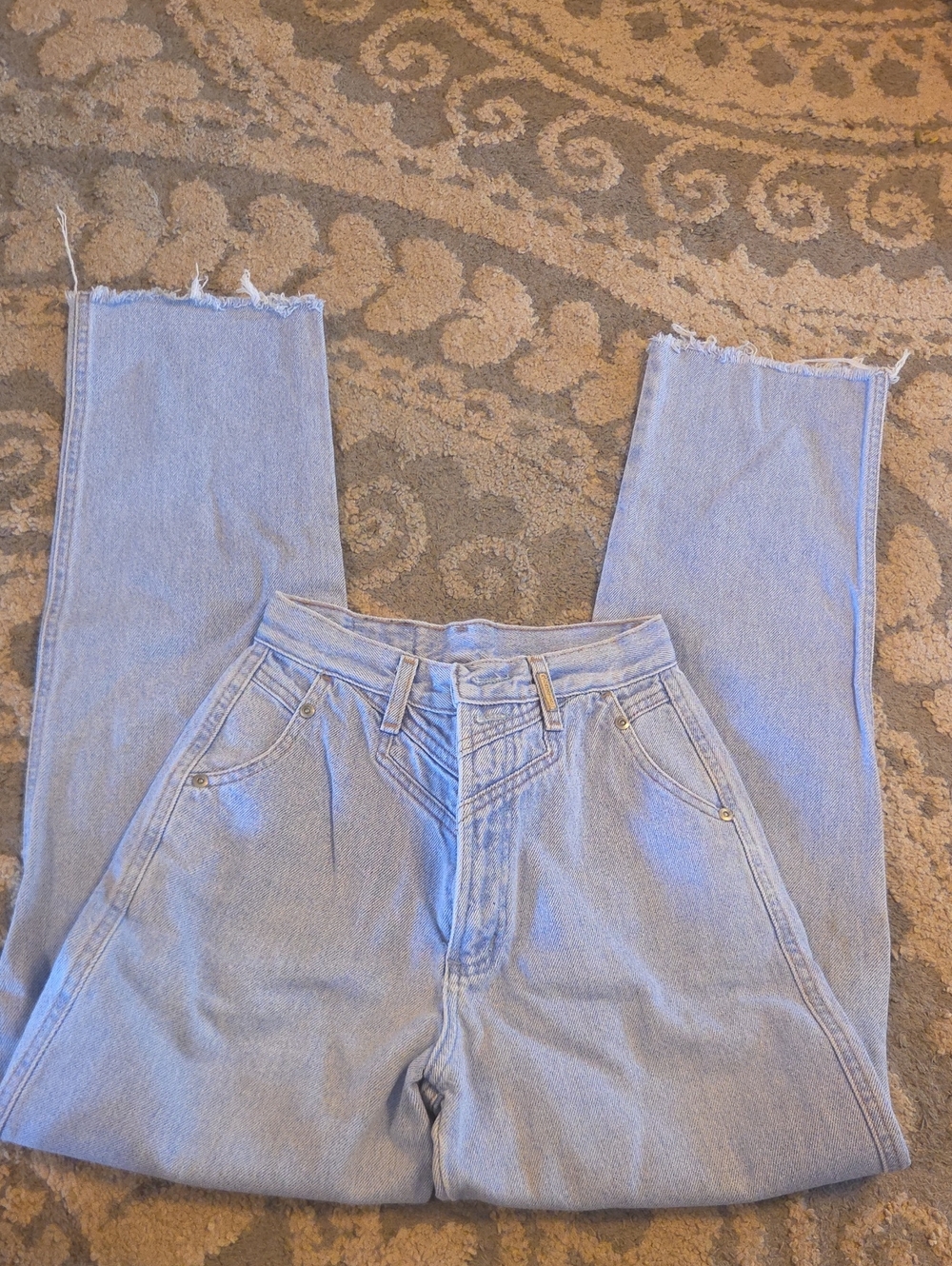 Rockies Light Blue High-Rise Pleated Straight Jeans